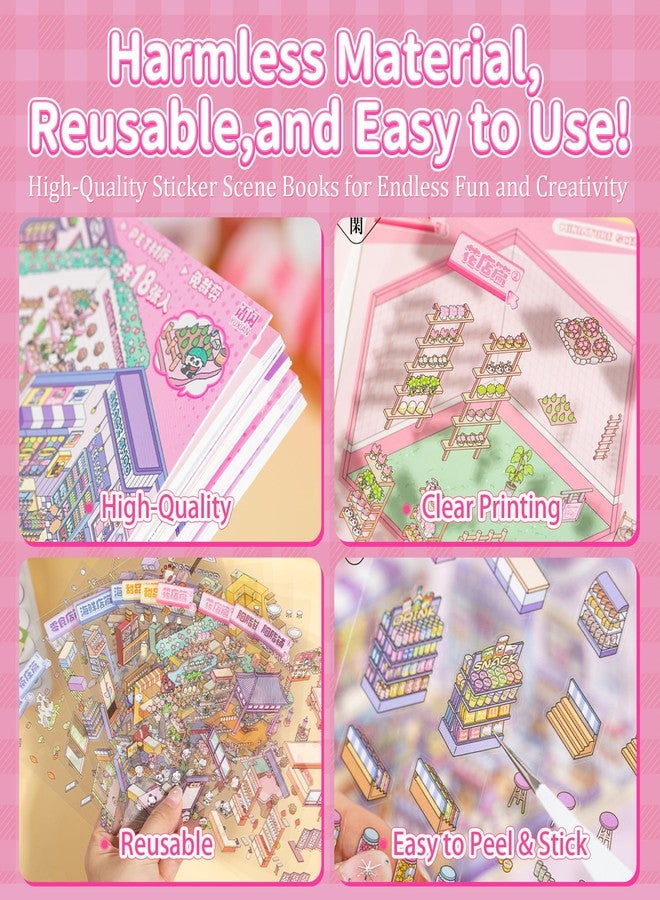 Nuesaurd DIY 3D Sticker Scene Book 12 Sets Sticker Scenes Miniature Room Scene Stickers Book Funny House Scene Sticker Book for Adults Kids Conduce to Relieve Stress Pass The Time - Image 3